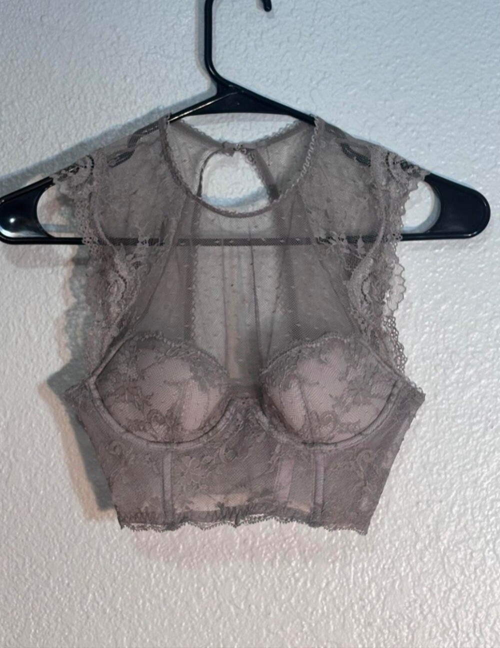 Victoria's Secret Taupe Lace High-Neck Bralette